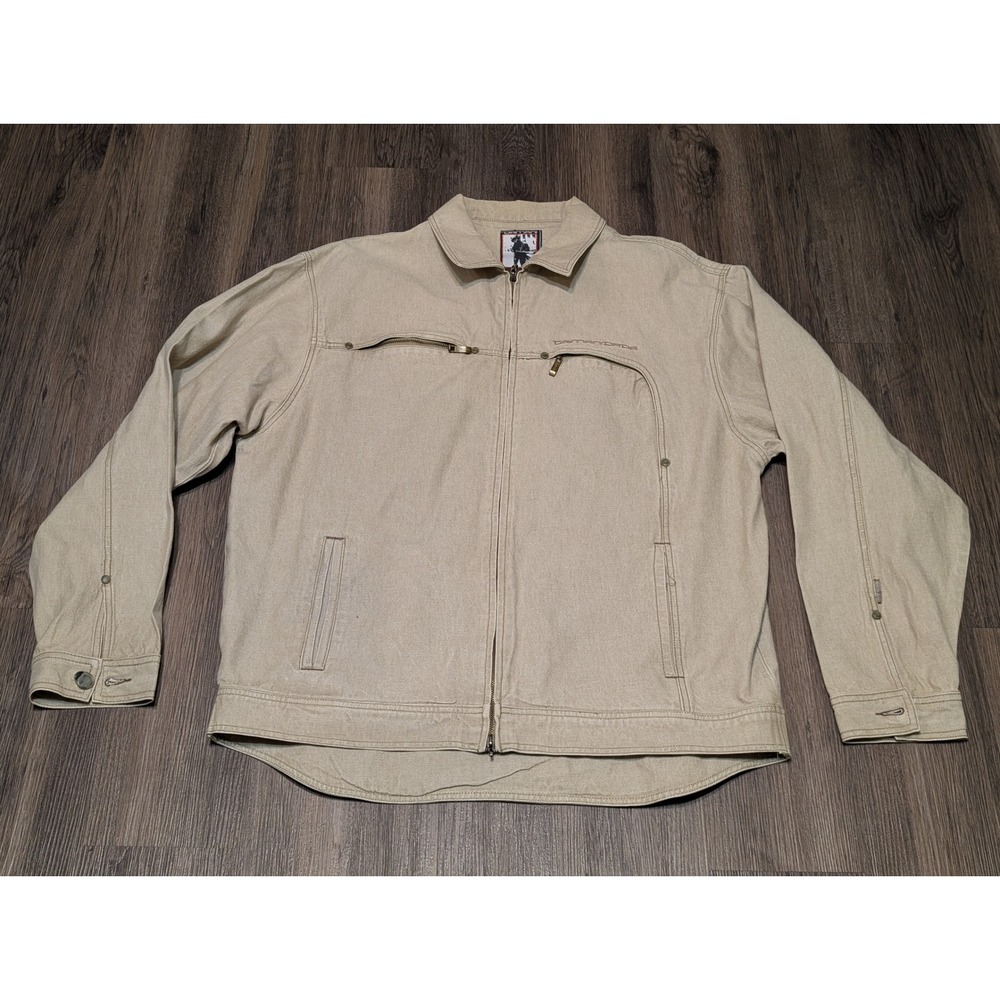 Damani Dada Jacket‎ Mens 2XL Sand Beige Full Zip Denim Style Hip Hop Streetwear